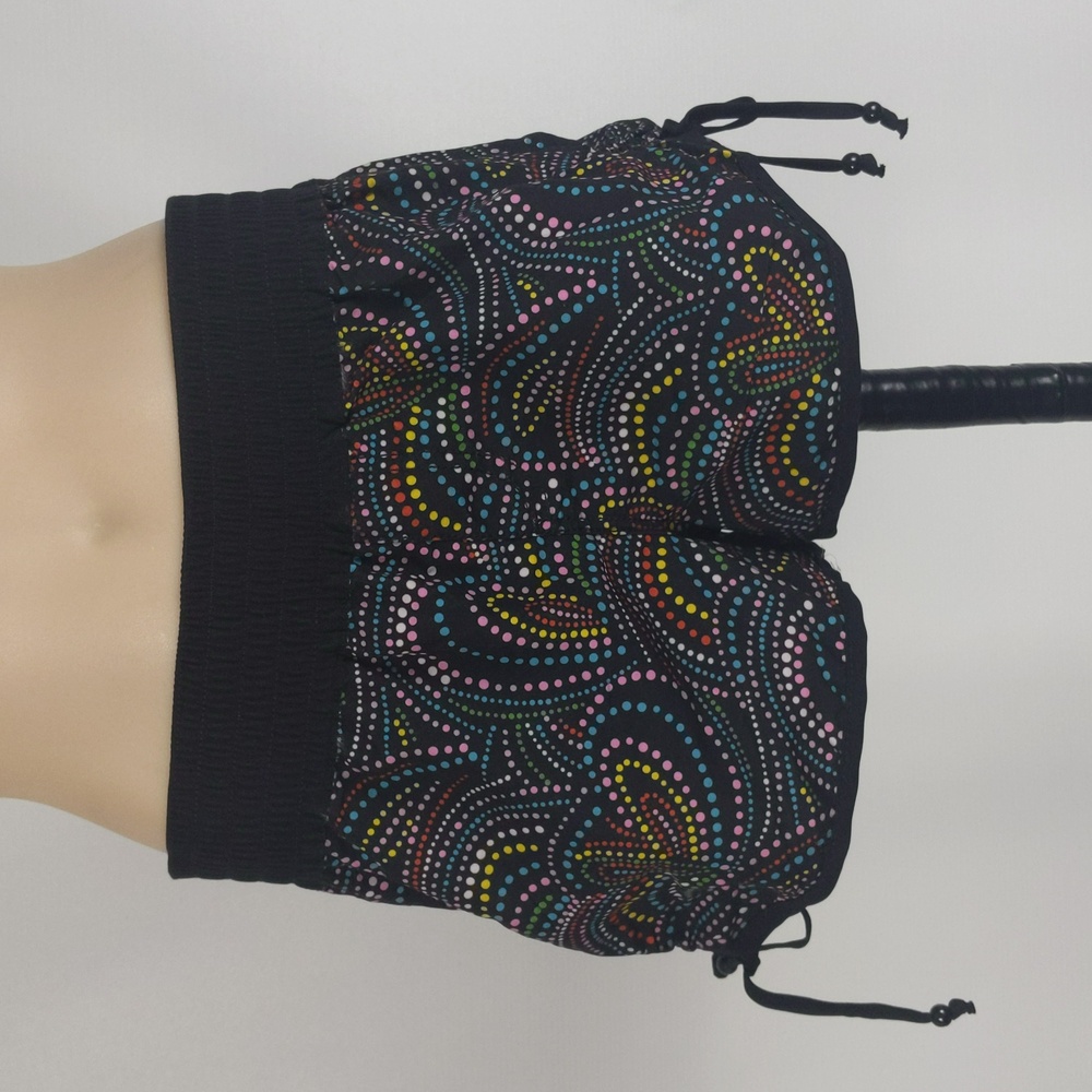 Target Womens Board Shorts Size 8 Black Pink Spot Elastic Waist Ruched Sides NEW - Picture 2 of 9